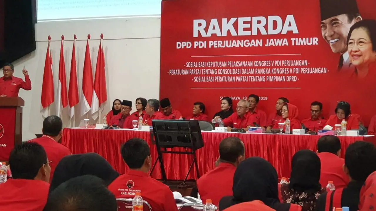 Rapat kerja daerah (Rakerda) PDIP Jawa Timur di Surabaya, Minggu (23/6/2019).  (Ist)