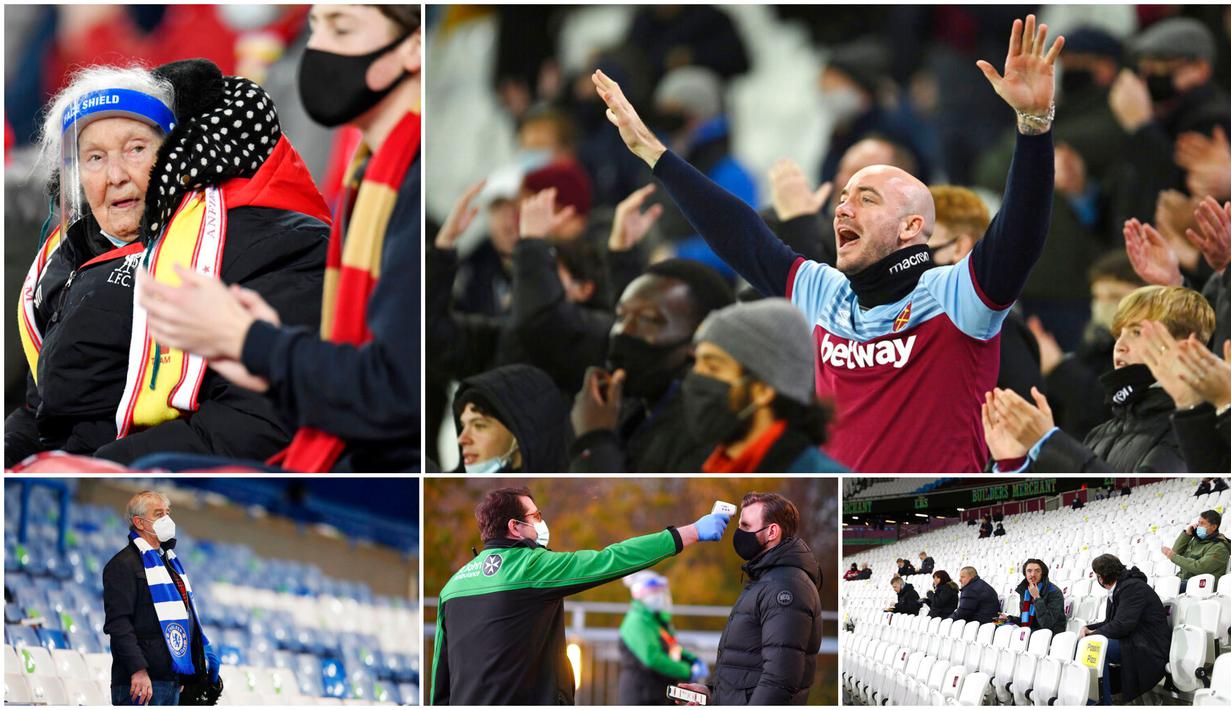 Berikut potret suporter Liga Inggris setelah diperbolehkan kembali menyaksikan pertandingan secara langsung di stadion.