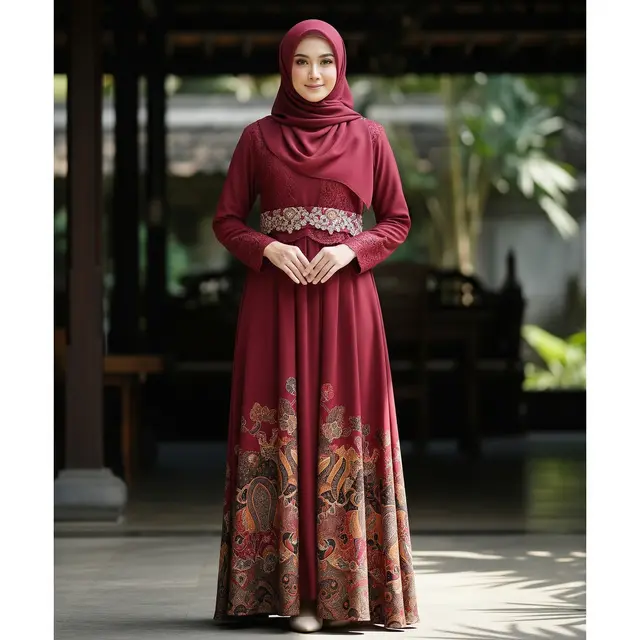 Model Gamis Batik Brokat Warna Bold (Gemini AI)