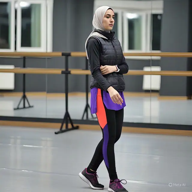 Hijab Sport Polos dengan Vest Terusan dan Inner Hitam