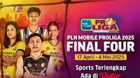 Vidio akan menayangkan seluruh pertandingan&nbsp;final four dan grand final PLN Mobile Proliga 2025 secara langsung dan lengkap. (foto: vidio)