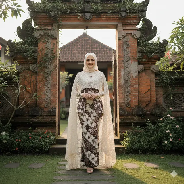 Gamis Batik Brokat Cocok Acara Outdoor