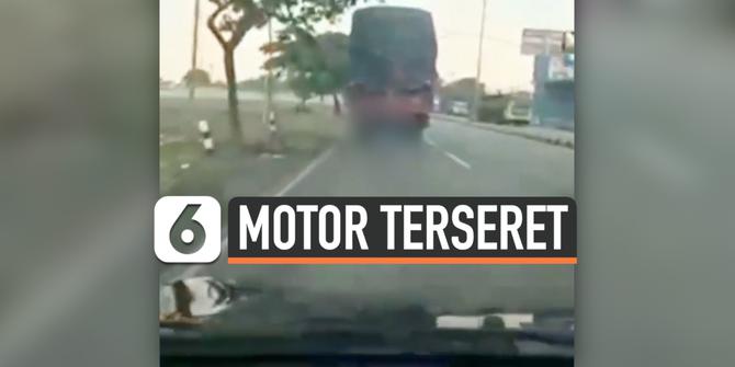 VIDEO : Viral, Sepeda Motor Terseret Truk