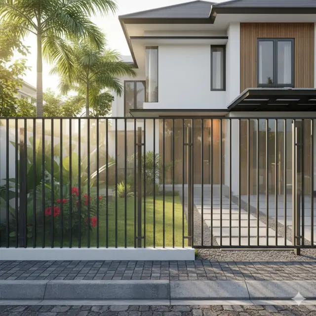 7 Model Pagar Besi Kombinasi Polikarbonat dengan Desain Tertutup Penuh, Cocok untuk Hunian Modern
