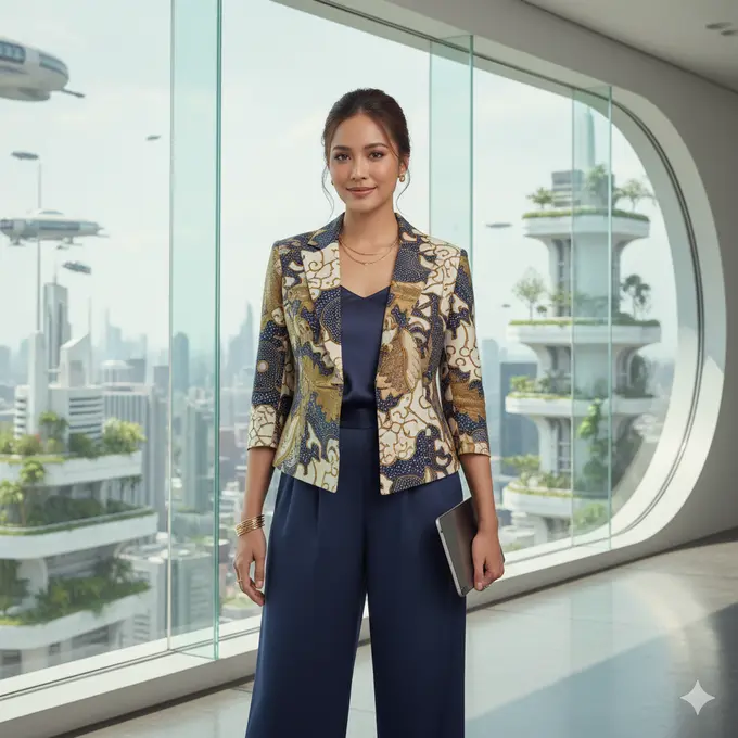 Model Atasan Batik Blazer Kekinian