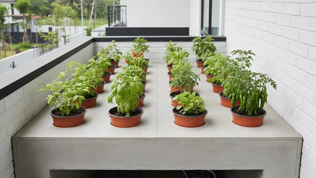 Desain Kebun Sayur di Meja Semen Cor Anti Roboh