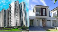 Ilustrasi apartemen dan rumah.