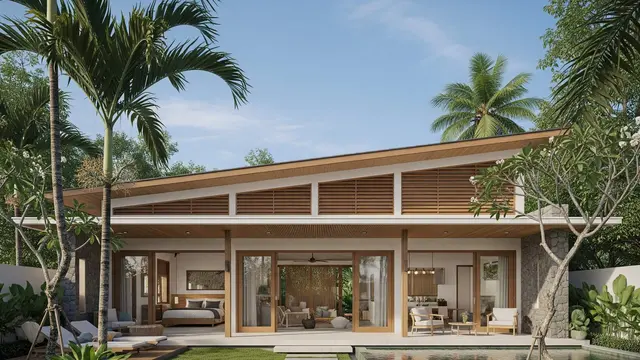 Model Rumah Sederhana dengan Atap Miring ke Belakang