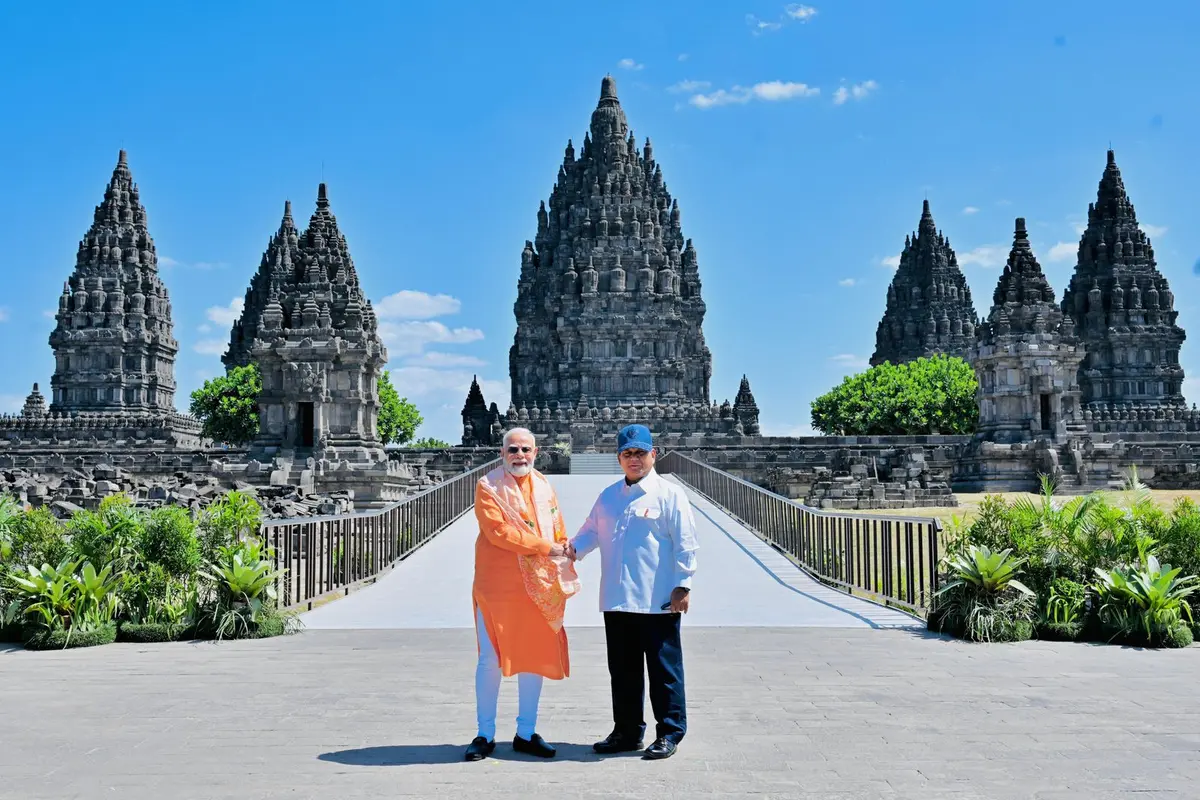PM India Narendra Modi dan Presiden Prabowo kunjungi Prambanan, Rabu (8/7/2026).