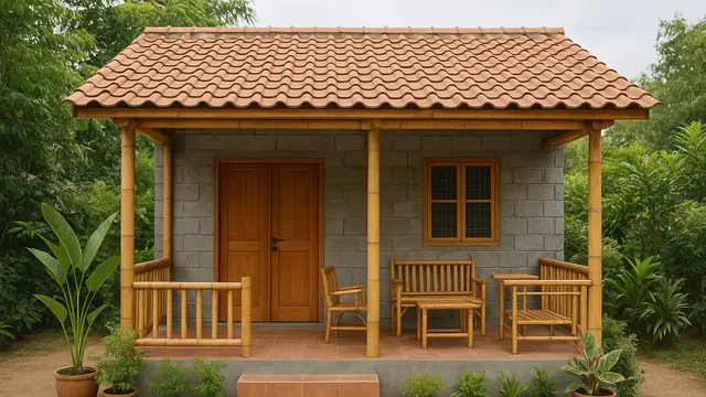 Model Rumah Kecil Tapi Cantik 4x6 Meter dari Batako dan Bambu