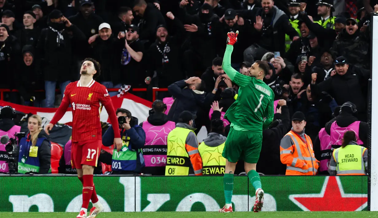 Kemenangan 1-0 PSG atas Liverpool di leg kedua 16 besar Liga Champions 2024/2025 membuat skor agregat menjadi imbang 1-1 usai Liverpool menang 1-0 di leg pertama. Pemenang pun harus ditentukan lewat adu penalti. (Darren Staples/AFP)
