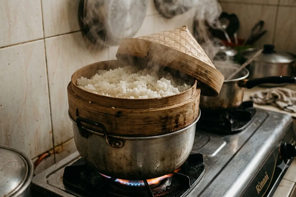 menghangatkan nasi kemarin (AI Generated)