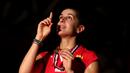 Rasa syukur Carolina Marin atas pencapaiannya tahun ini. Minggu (16/8/2015). (Bola.com/Arief Bagus)