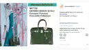 Selanjutnya, hand bag yang masih keluarag dari Hermes berwarna hijau ini juga sangat mencengangkan harganya. Tertera di keterangan foto harganya mencapai Rp 1.14 Milyar. (Instagram/hermesselebriti)
