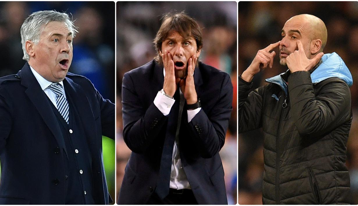 Pemain bintang sepak bola dunia kerap mencoba peruntungannya untuk melatih sebuah tim setelah pensiun. Beberapa mantan bintang sepak bola tersebut sukses menorehkan karier sebagai pelatih. Berikut 5 pelatih top Eropa yang merupakan mantan pemain bintang. (Kolase foto AFP)