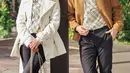 Bedanya, Donna pilih lapisi dengan coat blazer beige. Sementara Darius pilih kenakan jaket warna cokelat [@dagnesia]