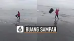 Video perempuan dengan sengaja membuang sampah di laut viral di media sosial.
