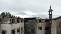 Potret hotel yang terbakar di Harbin, ibu kota Provinsi Heilongjiang di China bagian timur laut. (AFP)