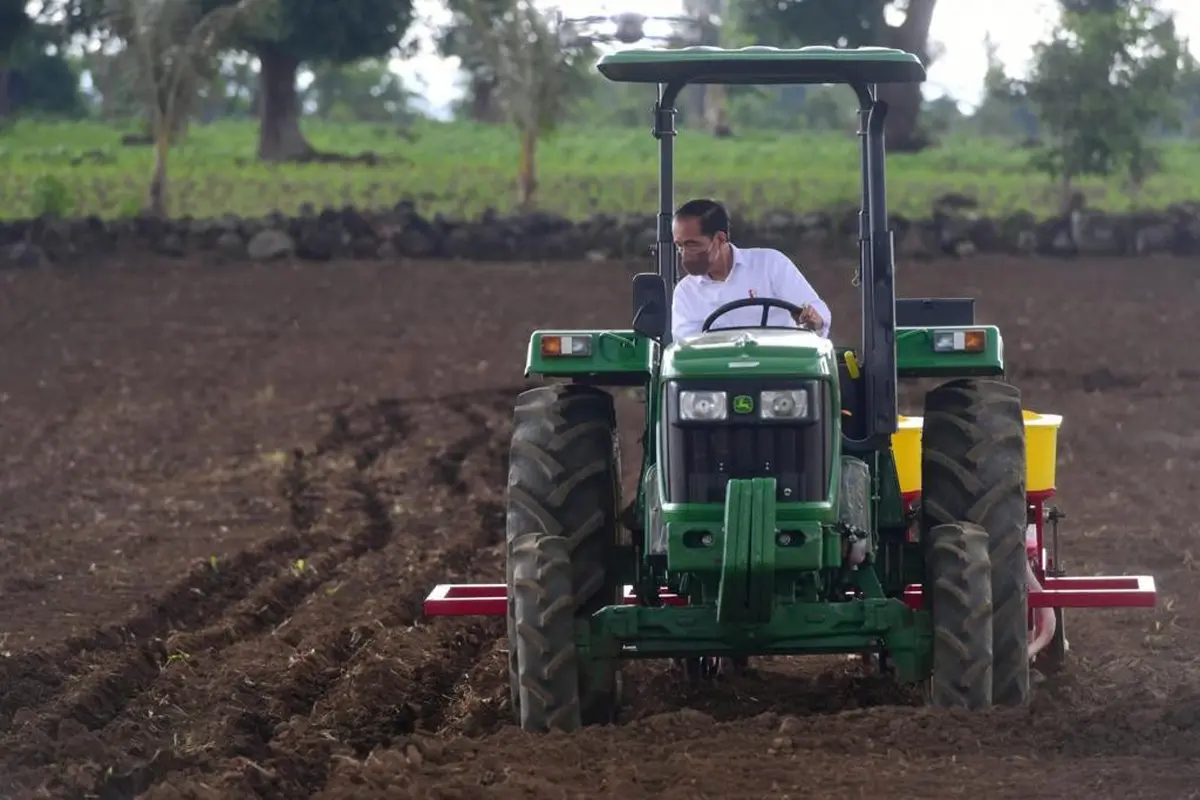 Jokowi jajal traktor untuk menanam jagung