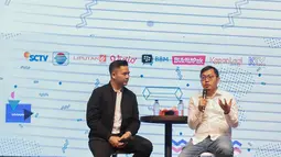 Ceo dan Founder Bukalapak Achmad Zaki memberikan sharing inspirasi saat menjadi pembicara dalam EGTC 2018 di Universitas Kristen Petra Surabaya, Jawa Timur, Rabu (14/11). EGTC 2018 ini diadakan 13-15 Oktober 2018. (Liputan6.com/Faizal Fanani)