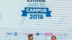 Ceo dan Founder Bukalapak Achmad Zaki memberikan sharing inspirasi saat menjadi pembicara dalam EGTC 2018 di Universitas Kristen Petra Surabaya, Jawa Timur, Rabu (14/11). EGTC 2018 ini diadakan 13-15 Oktober 2018. (Liputan6.com/Faizal Fanani)