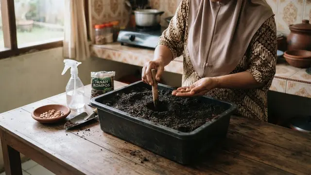 Menanam Kacang Tanah Dalam Wadah