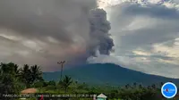 Gunung Lewotobi Laki-laki di Kabupaten Flores Timur, Provinsi Nusa Tenggara Timur, kembali erupsi pada Rabu (10/1/2024), pukul 07.34 Wita. (Liputan6.com/ Dok PVMBG)