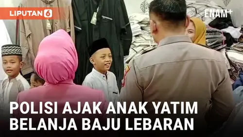 VIDEO: Sambut Idul Fitri, Polisi Ajak Puluhan Anak Yatim di Surabaya Belanja Baju Lebaran