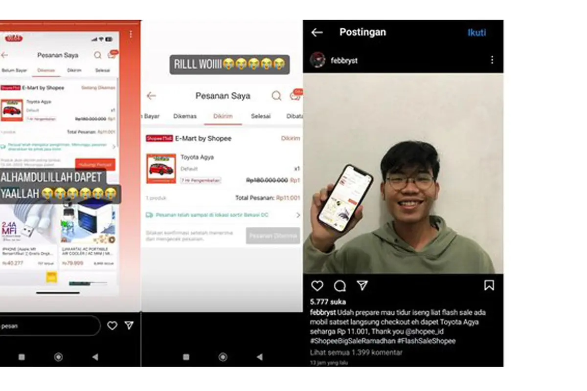 Lagi Viral, Intip Cerita Keberuntungan Dapatkan Flash Sale Toyota Agya Rp 11 Ribu di Shopee