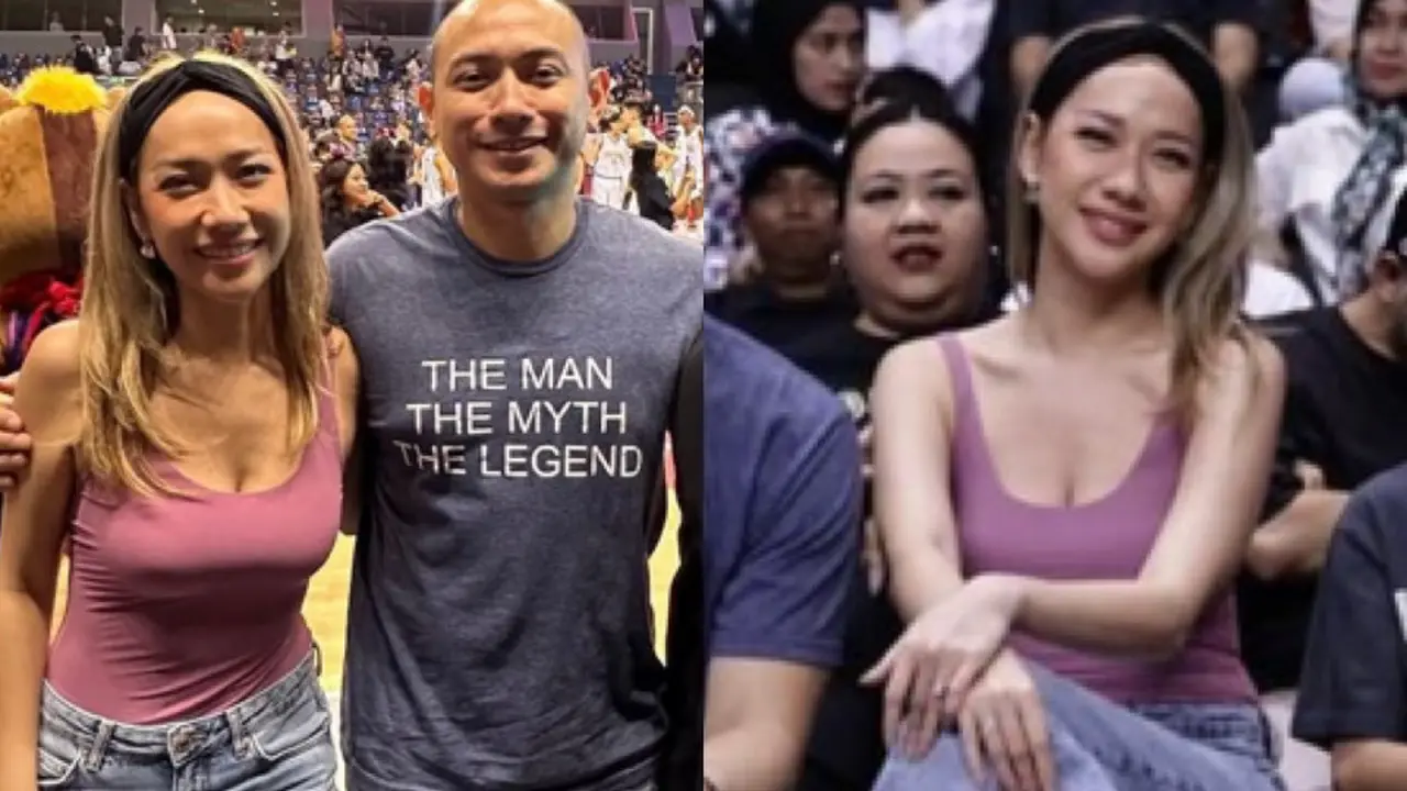 Bunga Citra Lestari saat nonton pertandingan basket