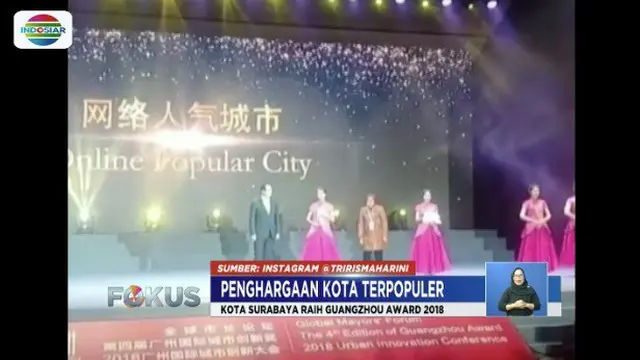 Kota Surabaya raih penghargaan kota terpopuler di ajang Guangzhou Award 2018  mengalahkan 14 kota terbaik lain di dunia.