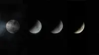 Foto kombo bulan purnama hingga terjadinya gerhana bulan total terlihat dari Kota Padang, Sumbar, Kamis (16/6) dini hari.(Antara) 