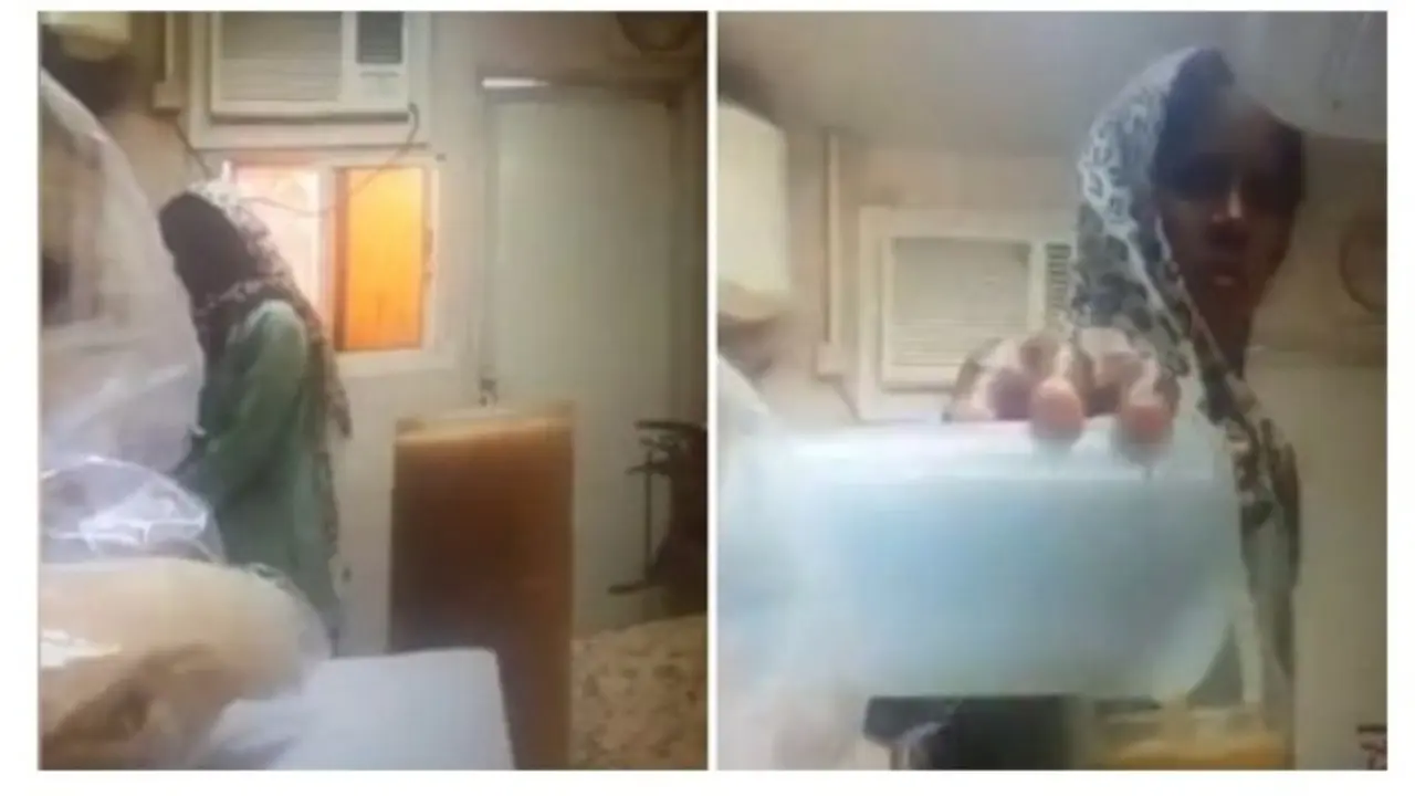 Kamera video menangkap aksi pembantu wanita ini mencampurkan air seninya ke dalam jus jeruk. foto : metro uk