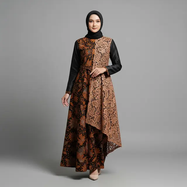 Gamis Batik Kombinasi Modern 2026 untuk Seragam Wanita Arisan RT
