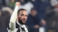 Penyerang Juventus, Gonzalo Higuain hingga pekan ke-29 Serie A Italia sudah mengoleksi 19 gol dan berada pada posisi kelima top scorer. (EPA/Alessandro Di Marco)