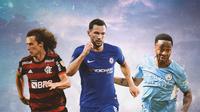 Raheem Sterling, Danny Drinkwater, David Luiz (Bola.com/Bayu Kurniawan Santoso