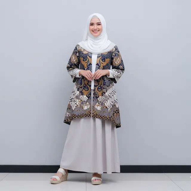 Model Atasan Batik Wanita Elegan Dipadu Dengan Rok Polos Tren 2025/Ilustrasi AI