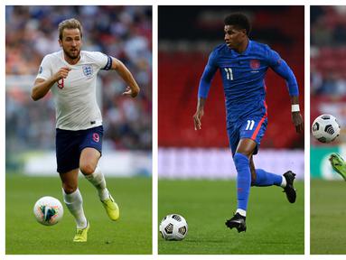Foto kolase sejumlah pemain bintang andalan Timnas Inggris pada perhelatan Euro 2020 (Euro 2021). (Foto kolase: AFP)