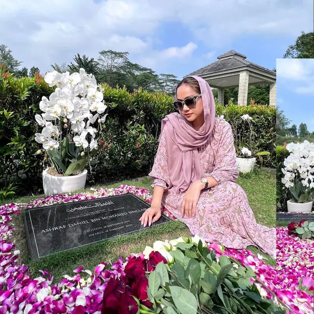 Tampilan Manis dan Santun Bunga Citra Lestari Ziarah ke Makam Ashraf Sinclair, Konsisten dengan Gaun Floral