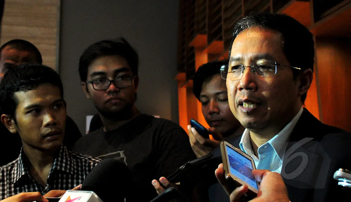 Calon Ketua Umum PSSI, Joko Driyono  saat memberi keterangan di kantor PSSI, Jakarta, Kamis (19/3). Komite Banding Pemilihan mengumumkan hasil banding bakal calon ketua, wakil ketua, dan calon anggota komisi eksekutif PSSI. (Liputan6.com/Yoppy Renato)