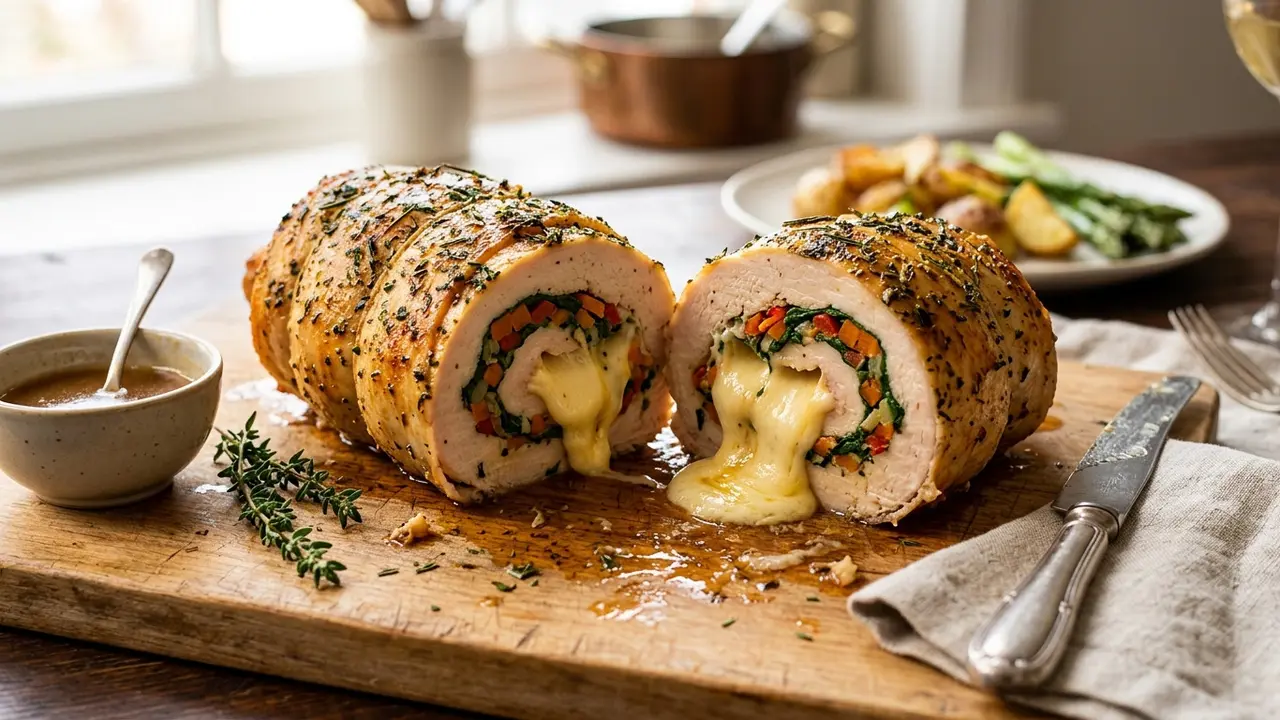 Chicken Roulade Isi Keju dan Sayuran (AI Generated)