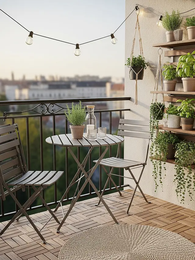 Desain Balkon Mini Ala Kafe Kecil (Image by Gemini AI)