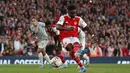 Bukayo Saka menjadi pemain yang paling sering dimainkan oleh Mikel Arteta. Sejauh ini, ia telah dipercaya tampil sebanyak 144 laga di semua kompetisi dan telah mencetak 28 gol dan 33 assist. Sementara itu, Saka juga selalu menjadi pilihan utama pada musim ini. Pemain jebolan Akademi Arsenal tersebut telah mencetak empat gol dan empat assist dalam 10 penampilannya di Liga Inggris. (AFP/Adrian Dennis)