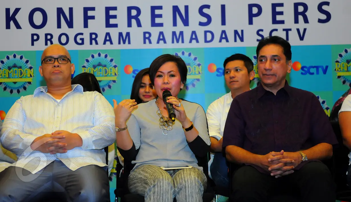 Suasana konferensi pers di SCTV Tower, Senayan, Jakarta, Rabu (3/6/2015). Menyambut datangnya bulan puasa, SCTV telah menyiapkan program ramadan teristimewa untuk pemirsa. (Liputan6.com/Faisal R Syam)