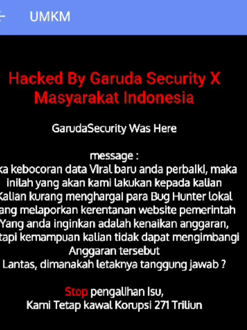 Aplikasi Depok Single Windows (DSW) milik Pemerintah Kota Depok diserang hacker sehingga membuat tampilannya berubah.