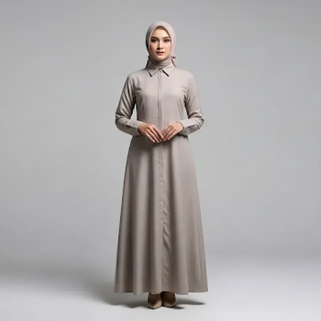 Gamis Clean dengan Detail Kerah Kemeja