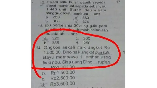 Soal Matematika Anak SD Ini Bikin Gagal Paham Warganet