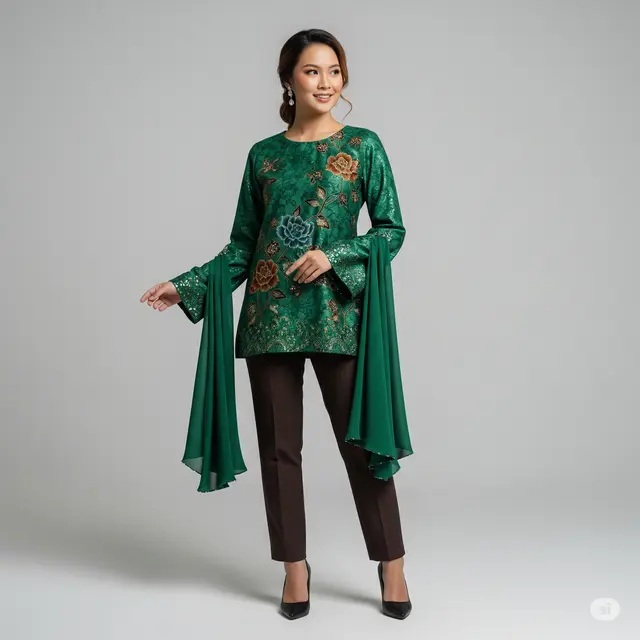 Model Atasan Batik Lengan Drape Anggun Terbaru 2025.