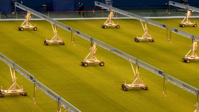 Pemandangan lapangan Stadion Saint Petersburg di Rusia, Selasa (4/2/2020). UEFA memberikan bintang empat untuk Stadion Saint Petersburg. (Olga MALTSEVA/AFP)
