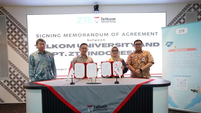 Penandatanganan MoA antara ZTE dengan Telkom University dan Institut Teknologi Sepuluh Nopember (ITS). Credit: ZTE Indonesia